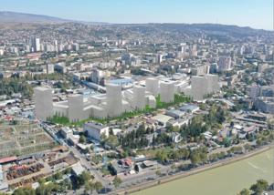 საფეხმავლო ბულვარი, ცენტრალური სკვერი.. - „ელიავას“ ბაზრობის მიმდებარედ ოცი 21-სართულიანი შენობის აშ...